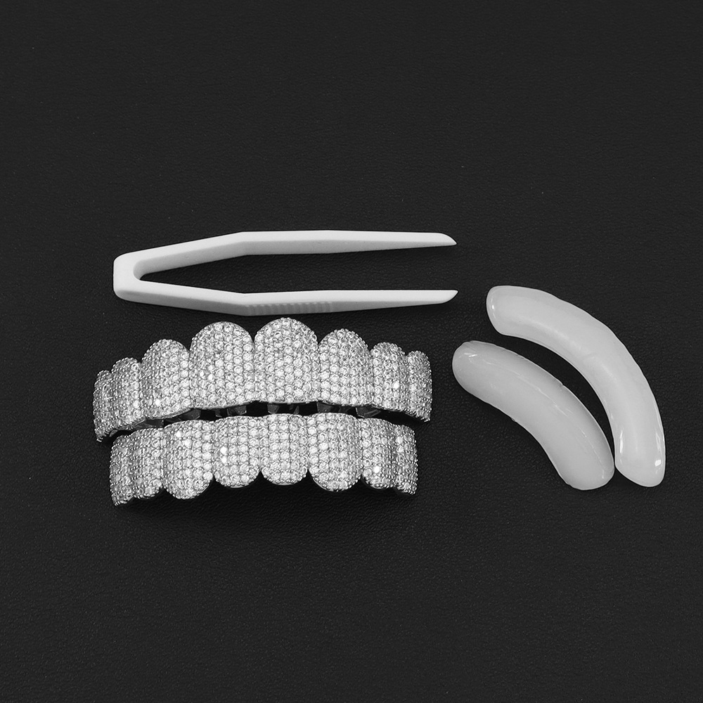 Silver Plated Full Iced Out CZ - đánh giá và giá Teeth Whitening Moulds
